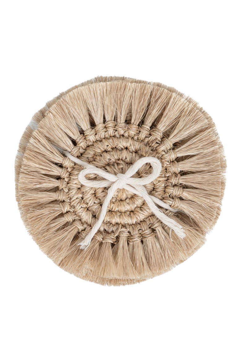 Fique Fringe Coasters Set of 4, Main, color, Natural
