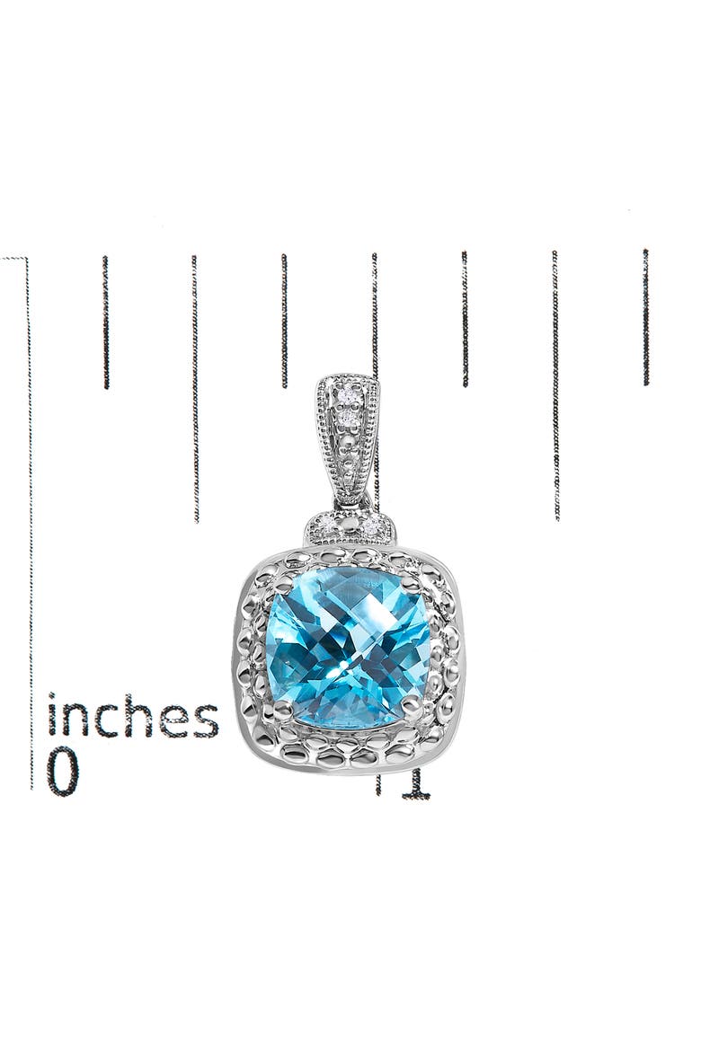 Sterling Silver 8x8mm Cushion Cut Blue Topaz and Diamond Accent Drop Earrings, Alternate, color, Silver