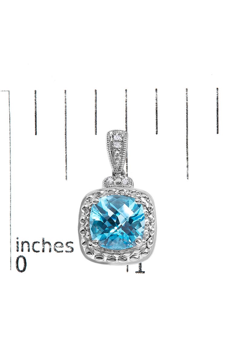 Haus of Brilliance Sterling Silver 8x8mm Cushion Cut Blue Topaz and Diamond Accent Drop Earrings, Alternate, color, Silver