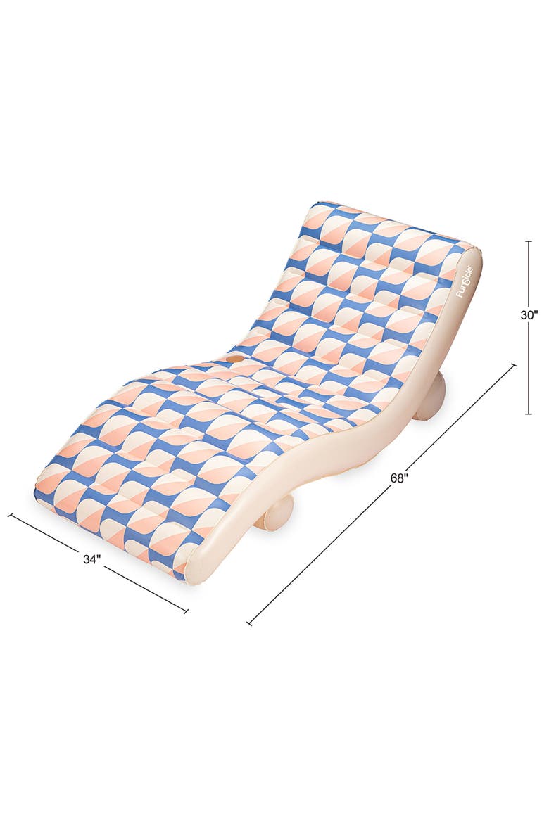 Deco Funchaiser Lounge Blue & Cream, Inflatable Pool & Water Float, Alternate, color, Multicolored