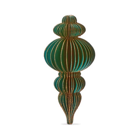 Glimmer Paper Finial Decor Tall Green Tree Ornaments