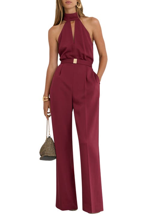 Jodie Halter Neck Belted Wide Leg Jumpsuit