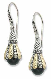 Sterling Silver & 18K Gold Drop Earrings