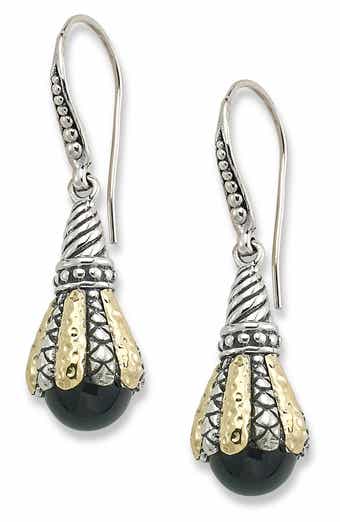 Sterling Silver & 18K Gold Drop Earrings