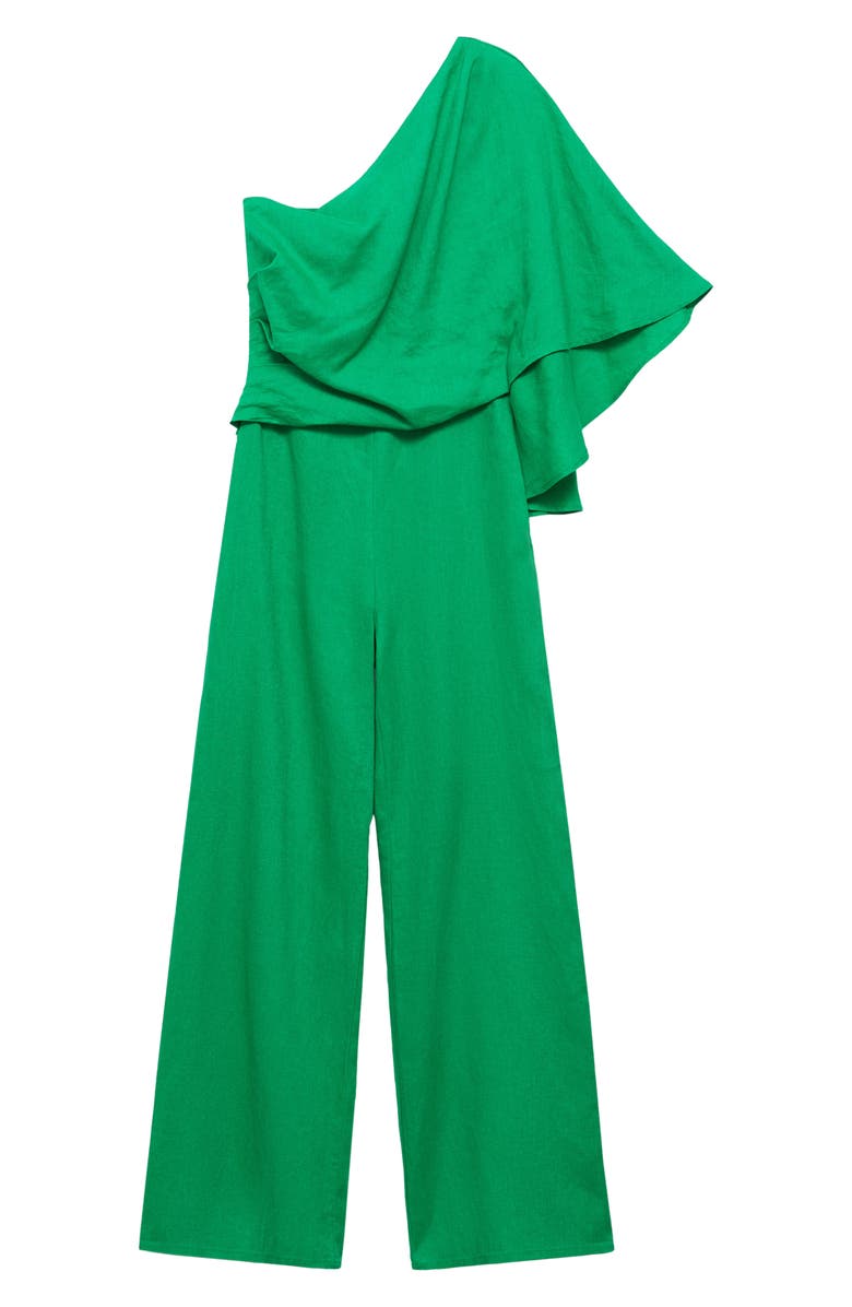 MANGO Asymmetric One-Shoulder Linen Jumpsuit, Alternate, color,