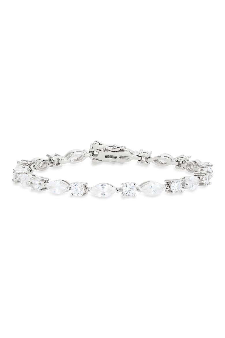 Mixed Cubic Zirconia Tennis Bracelet, Main, color, CLEAR- SILVER