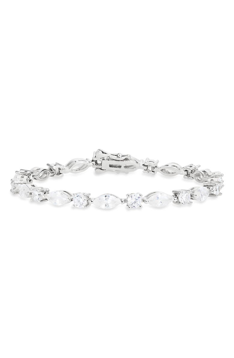 NORDSTROM RACK Mixed Cubic Zirconia Tennis Bracelet, Main, color, Clear- Silver
