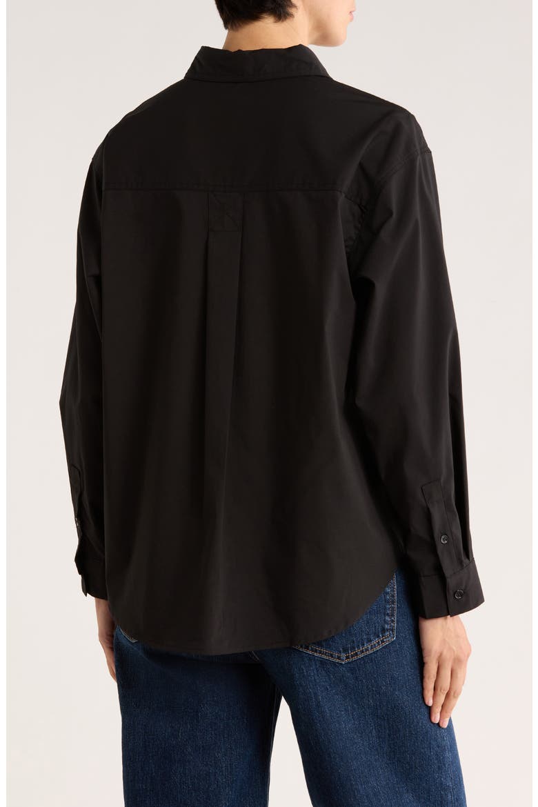 Drop Shoulder Button-Up Shirt, Alternate, color, BLACK