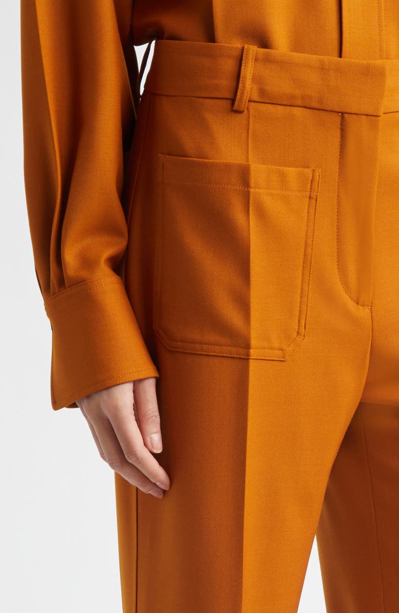 Victoria Beckham Alina High Waist Stretch Flare Leg Pants, Alternate, color, Bronze