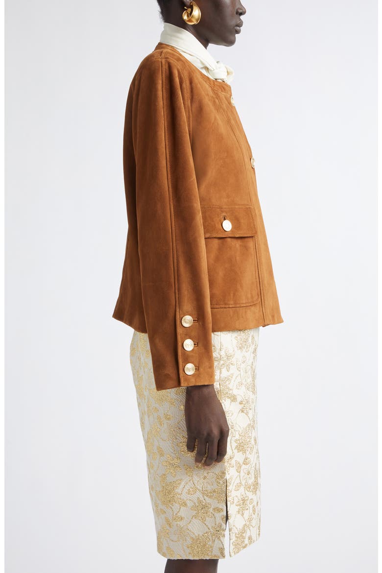 Lambskin Suede Jacket, Alternate, color, RHUM AMBRE