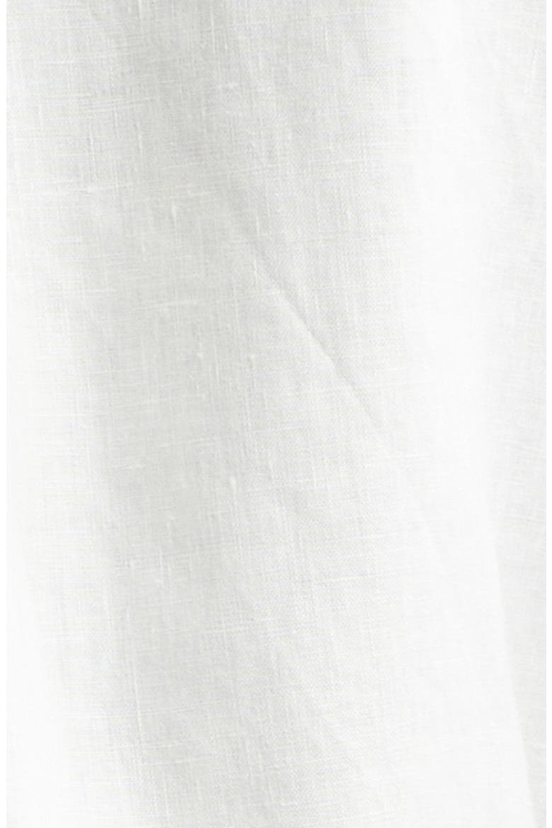 Curved Flap Linen Button-Down Shirt, Alternate, color, WHITE