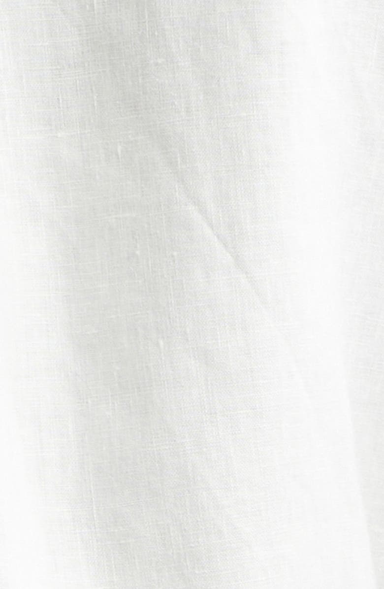 Drake's Curved Flap Linen Button-Down Shirt, Alternate, color, White