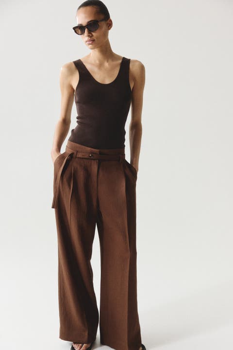 Wide-leg Pants With Belt