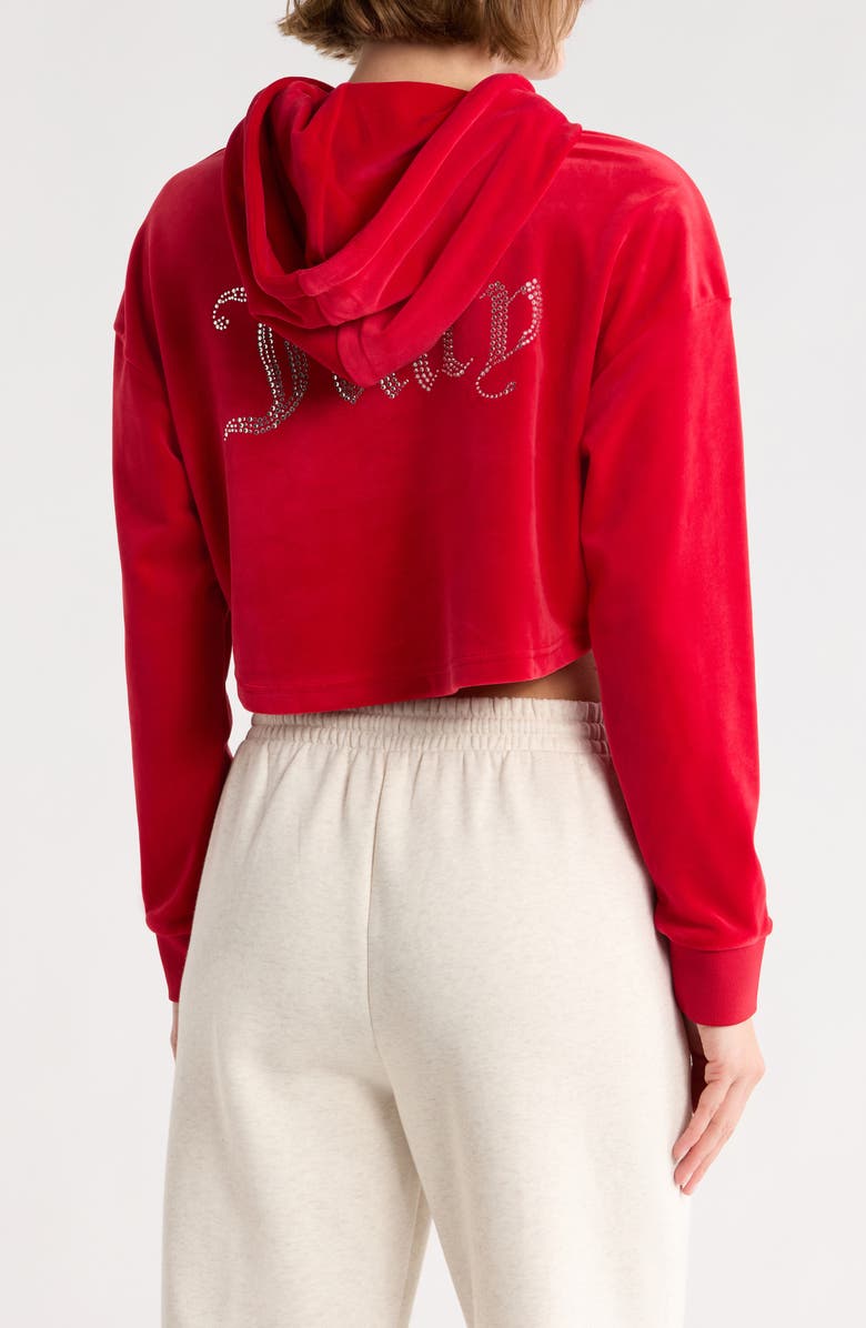 Juicy Couture High-Low Crop Hoodie, Alternate, color, Cocored