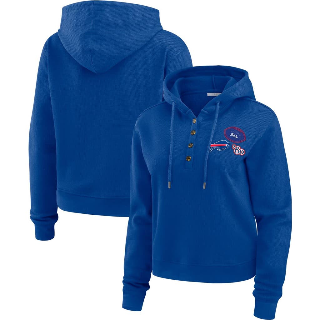 Wear By Erin Andrews Royal Buffalo Bills Waffle Hoodie Pullover Top In Royal