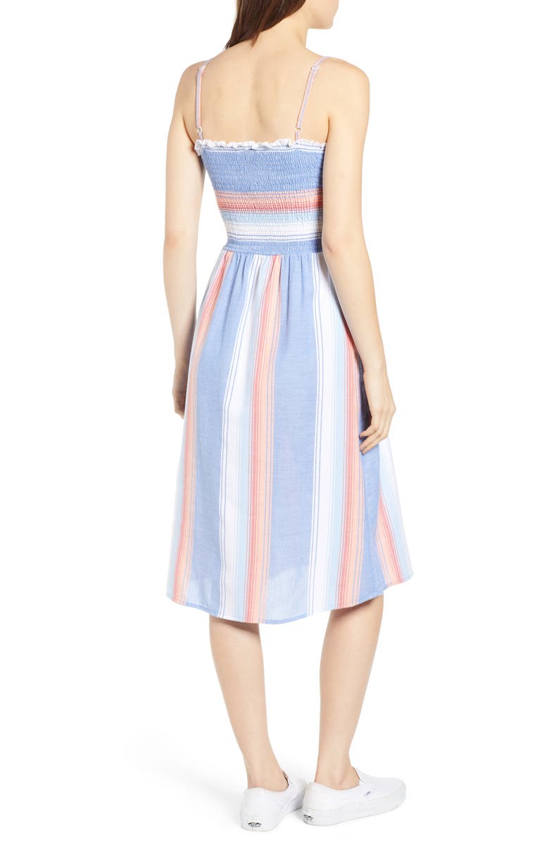 Angie Smocked Bodice Stripe Midi Dress, Alternate, color,