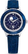 Swarovski Octea Moon Leather Strap Watch, 37mm