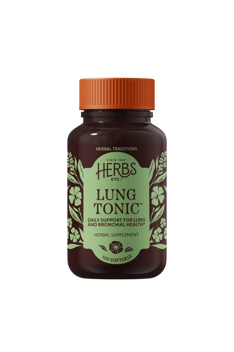 Lung Tonic - Lung Supplement for Bronchial Support - Healthy Breathing Support with Mullein, Horehound & Grindelia - 120 Softgels, Main, color, No Color