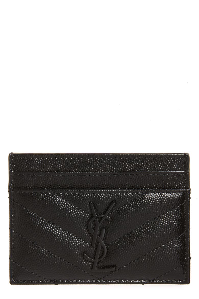 Monogram Leather Card Case, Main, color, NOIR