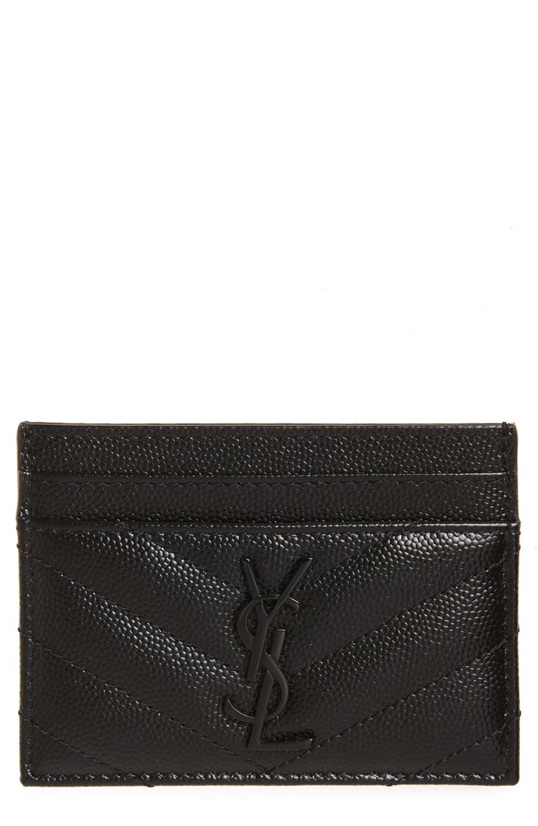 Saint Laurent Monogram Leather Card Case, Main, color,