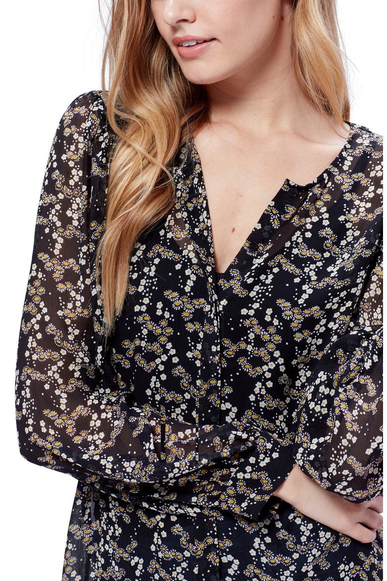 Ambrosine Silk Georgette Top, Alternate, color, BLACK LILAC MULTI