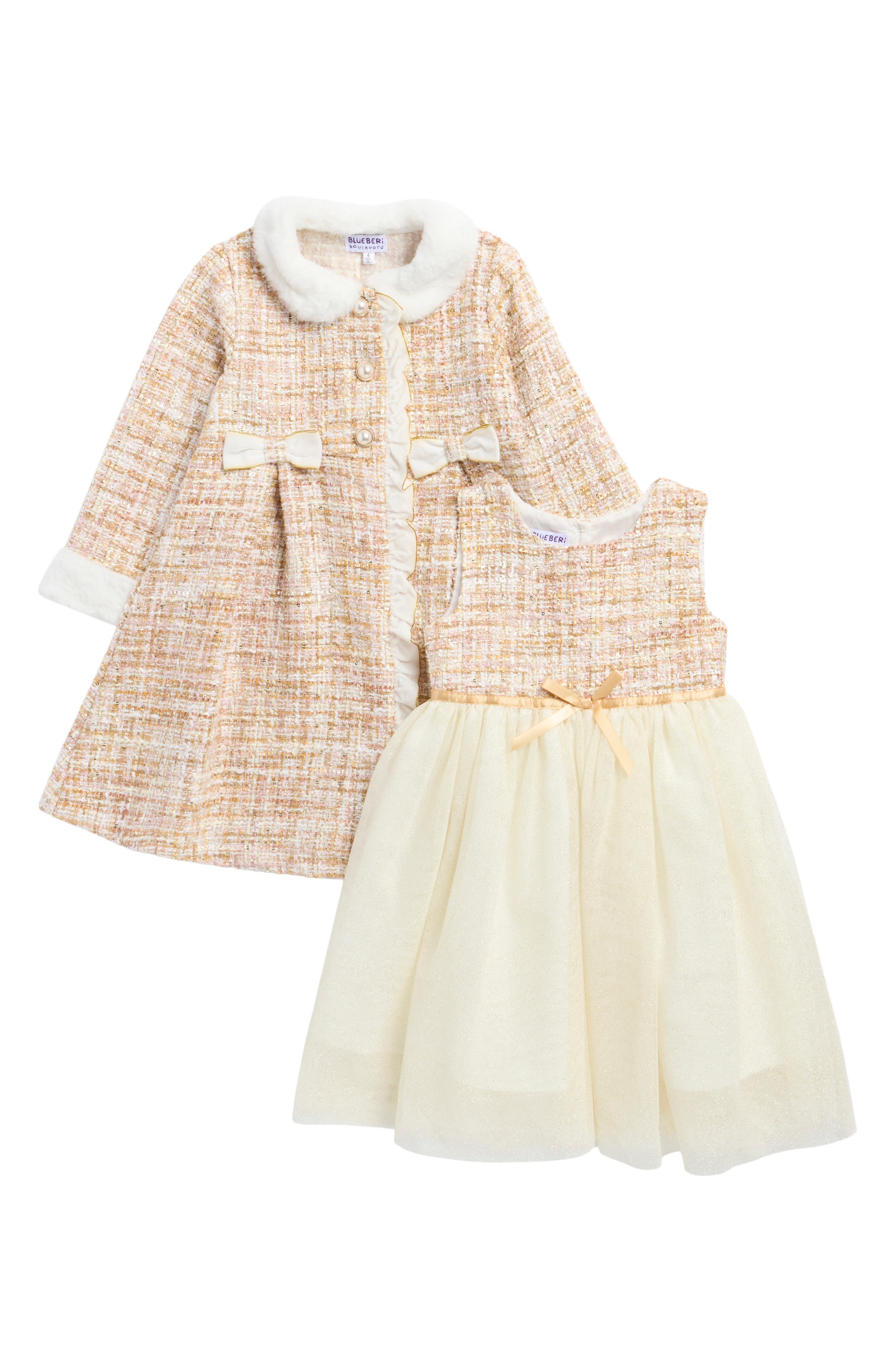 BLUEBERRY Kids' Party Dress & Bouclé Coat