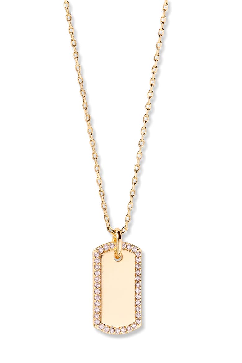 Lola Crystal Tag Pendant Necklace, Main, color, GOLD