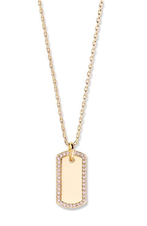 Lola Crystal Tag Pendant Necklace