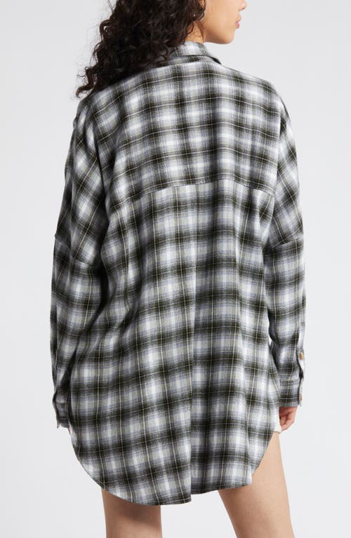 Bp. Plaid Oversize Flannel Button-up Shirt In White- Green C Brooke Plaid