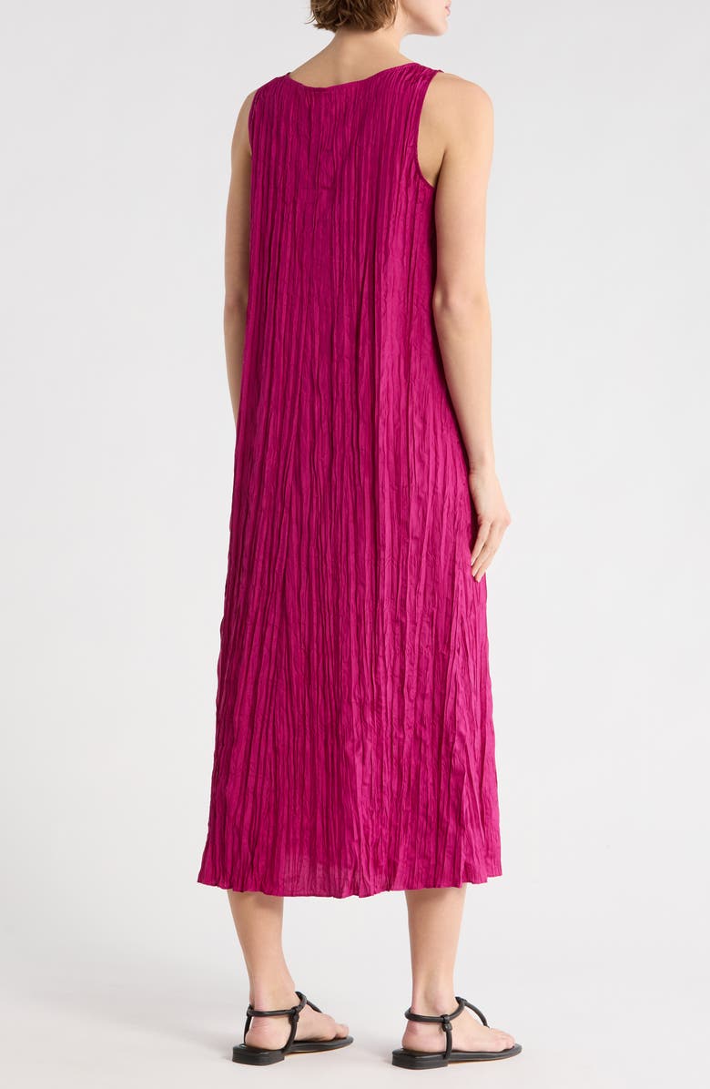 Eileen Fisher Pleated Silk Midi Dress, Alternate, color, Sangria