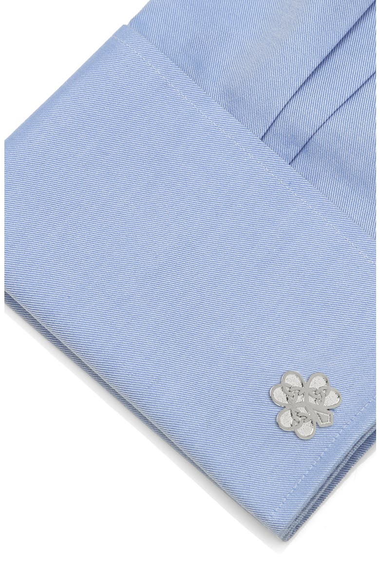 Celtic Knot Shamrock Cuff Links, Alternate, color, SILVER