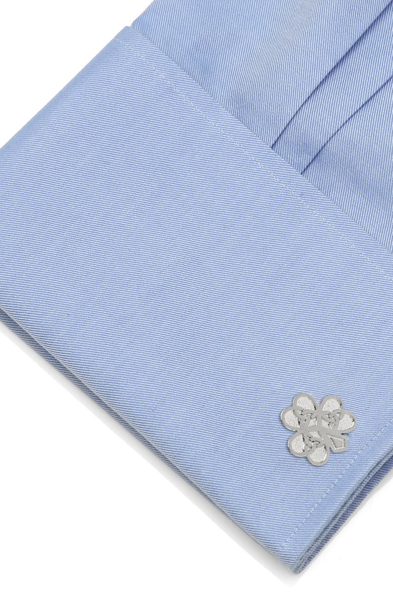 Cufflinks, Inc. Celtic Knot Shamrock Cuff Links, Alternate, color, Silver
