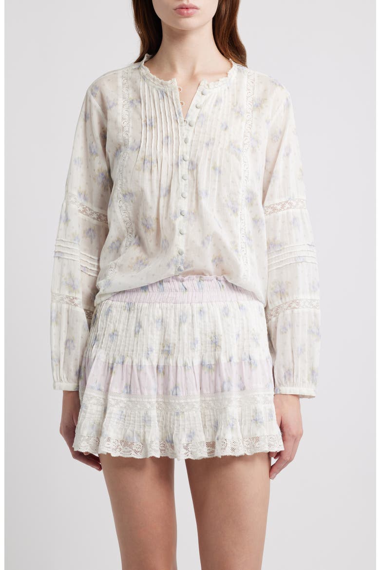 Lita Floral Long Sleeve Cotton Button-Up Top, Main, color, ARCTIC VANILLA