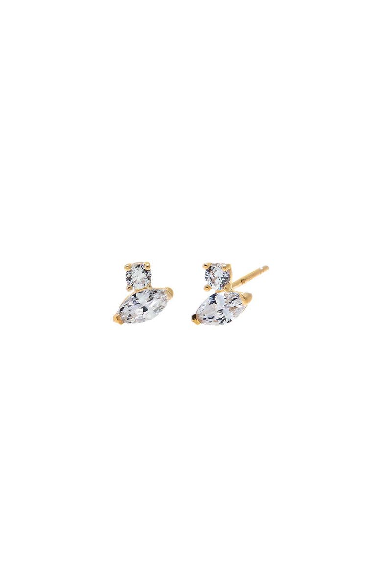 BY ADINA EDEN CZ Double Stone Stud Earring 14K, Main, color, 14K Gold
