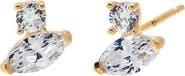 BY ADINA EDEN CZ Double Stone Stud Earring 14K