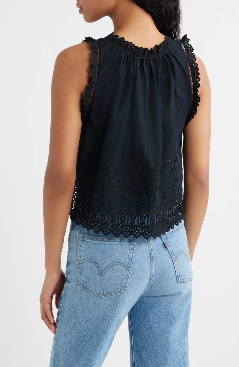 DÔEN Toussine Sleeveless Eyelet Top, Alternate, color, Black
