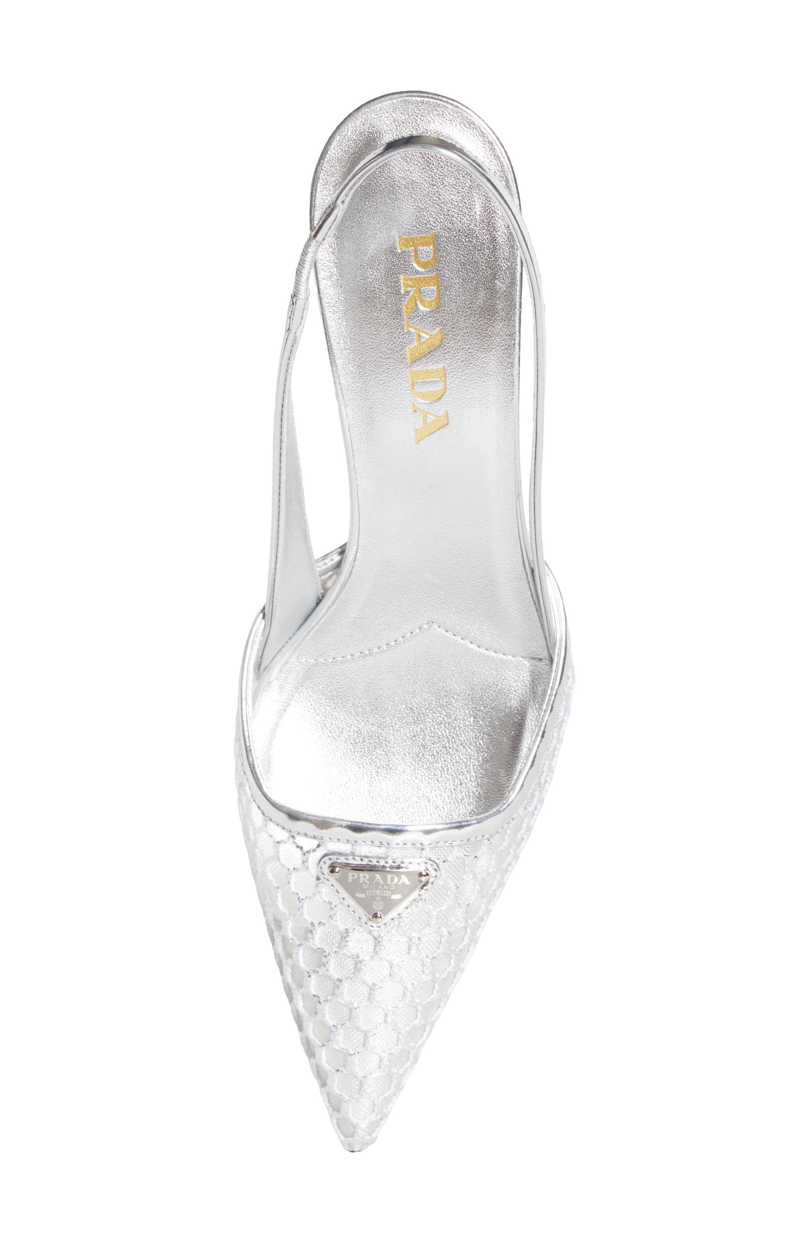 Mesh Slingback Pump, Alternate, color, PLATINO
