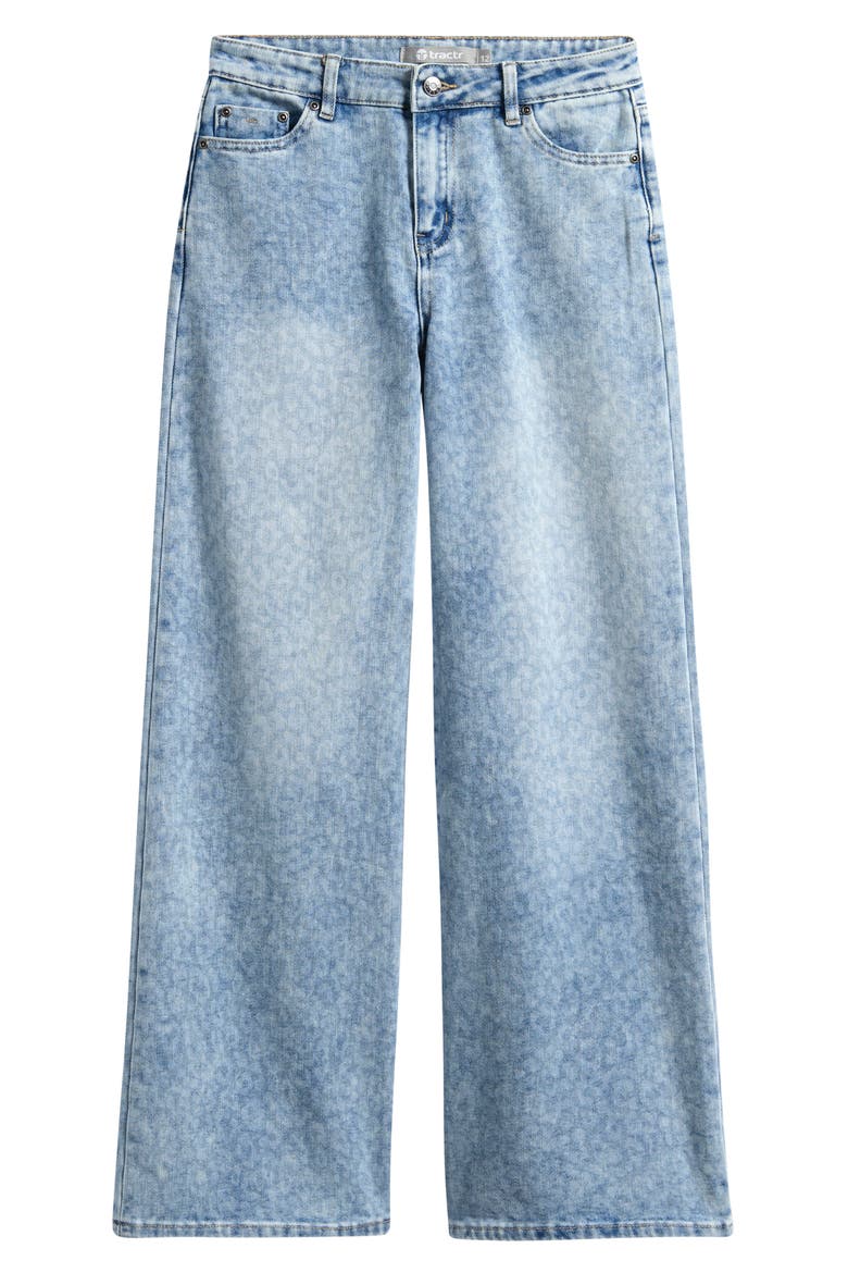 Kids' Wide Leg Leopard Print Jeans, Main, color, BLUE LEOPA