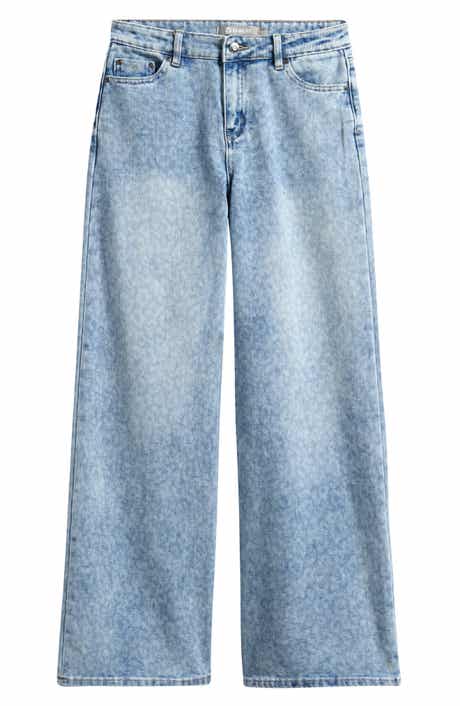 Kids' Wide Leg Leopard Print Jeans