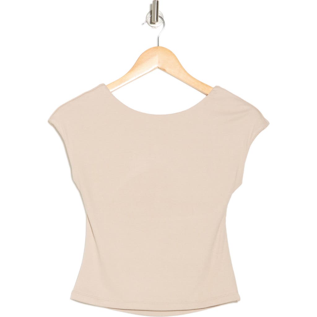 Elodie Cap Sleeve Low Back T-shirt In Taupe