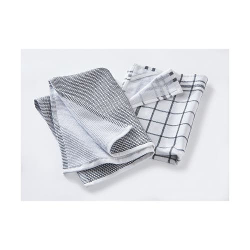 Tag 26l"x18w" Classic Black Cotton Set Of 2 Checked And Solid Terry Cloth Dishtowel Kitchen Towel Ma In Black