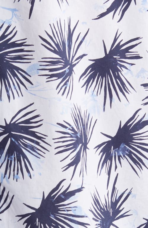 Hugo Boss Boss Drew Palm Print Stretch Camp Shirt In White