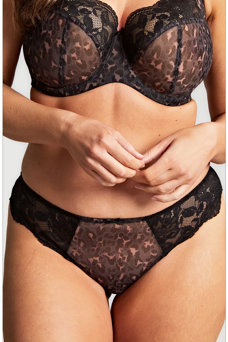 Nina Lace Cheeky Bikini, Alternate, color, BLACK LEOPARD