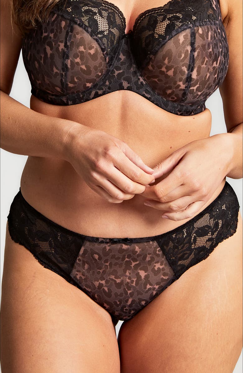 Panache Nina Lace Cheeky Bikini, Alternate, color, Black Leopard