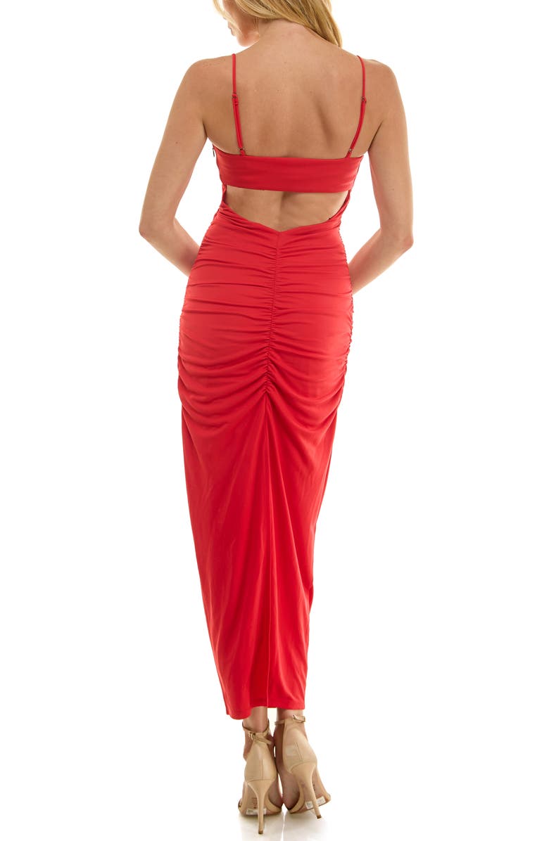 Socialite Shirred Open Back Maxi Dress, Alternate, color, Red