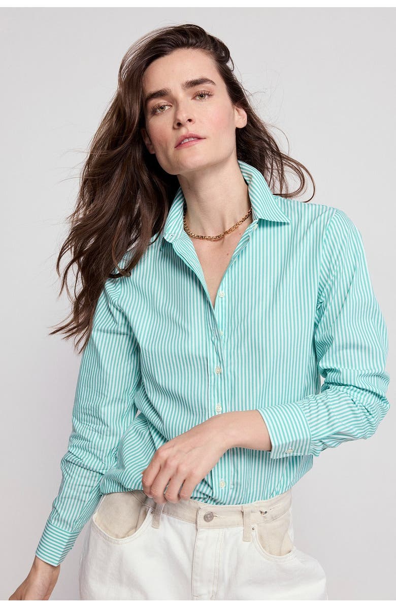 The Shirt by Rochelle Behrens The Icon Shirt in Stripe, Main, color, Green Stripe