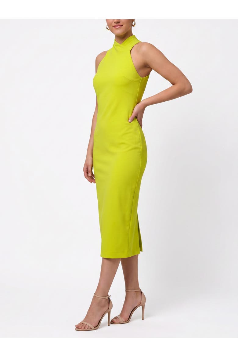 Harland Crossover Halter Midi Dress, Alternate, color, Tender Shoots