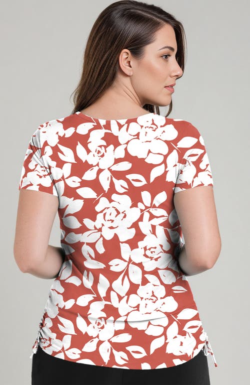 Calypsa Plus Size Short Sleeve Adele Swim Top In Brown