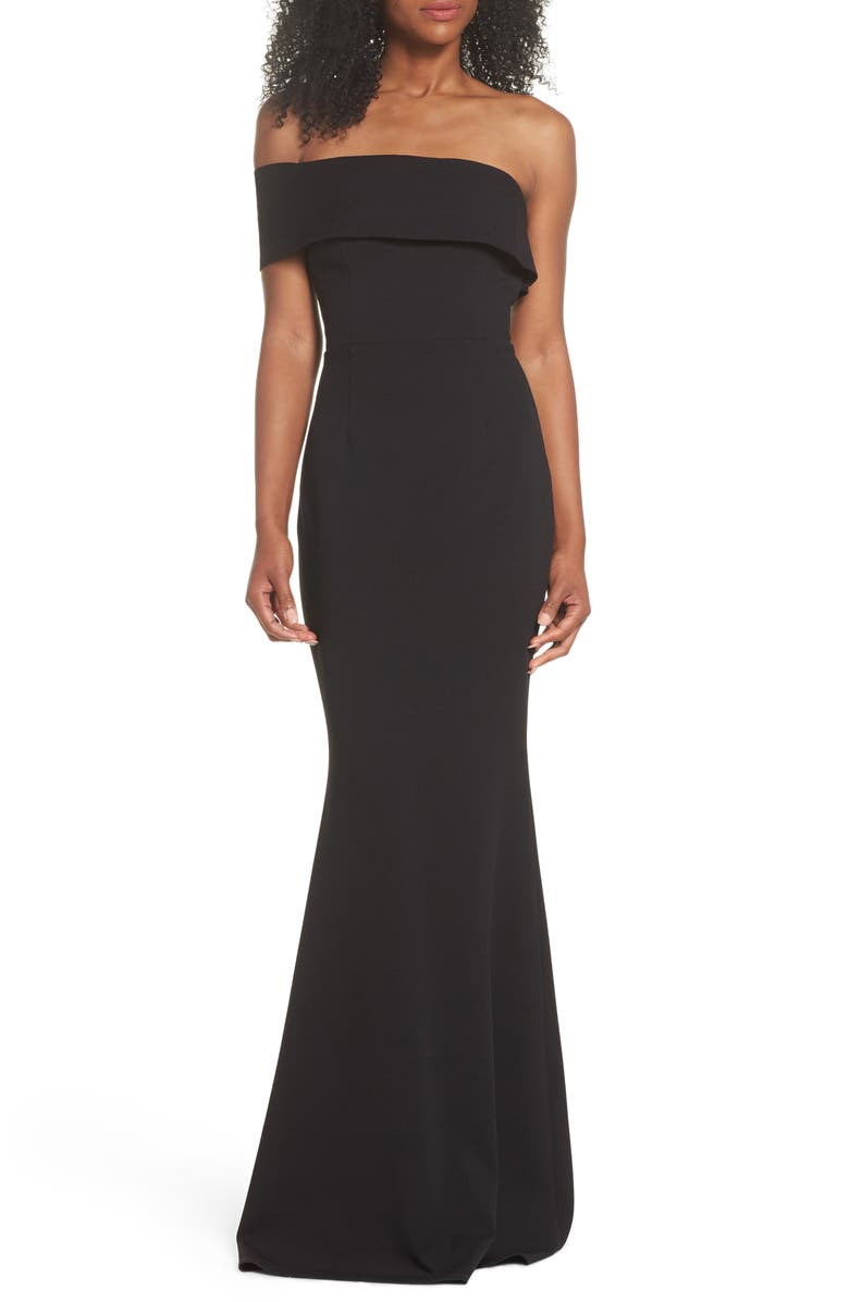 Katie May Titan One-Shoulder Cutout Crepe Gown, Main, color, 
