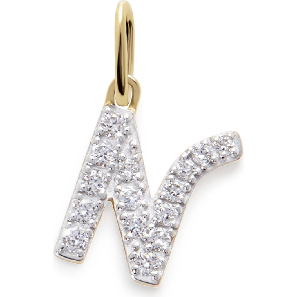 Monica Vinader Gold Diamond Initial N Pendant Lab Grown Diamond In Neutral